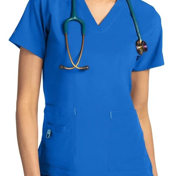 NWT Carhartt Scrubs Top Womens V-Neck Media Top Large Nurse Doctor - Picture 9 of 10